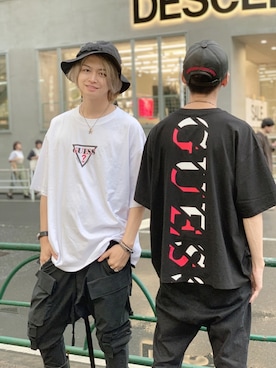 「Guess（ゲス）のアイテム（トップス）」を使った、AZMAXXXさん（メンズ・175cm）の夏コーディネート