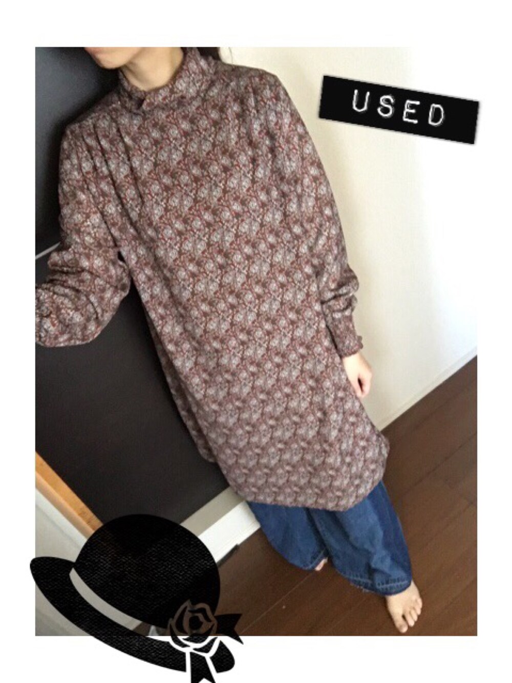 「春、denim、パンツスタイル、Gジャン、古着」｜「USEDのアイテム（ワンピース、レッド系）」を使った、はちさん（レディース・159cm）の春コーディネートの1枚目の写真