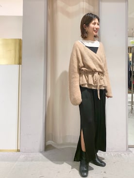 「カシュクールニット」｜「アイテム（ワンピース/ドレス）」を使った、NAMAI_154cmさん（レディース・154cm）の冬コーディネート