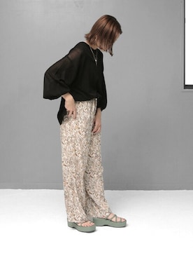 「アイテム（サンダル、グリーン系）」を使った、sr__aさん（レディース・152cm）の春コーディネート