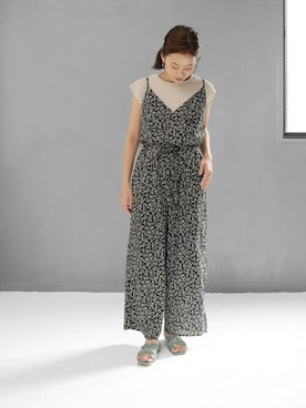 「アイテム（サンダル、グリーン系）」を使った、sr__aさん（レディース・152cm）の春コーディネート