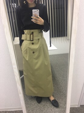「トレンチスカート」｜KAORIさん（レディース・163cm）の秋コーディネート