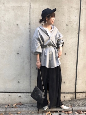 「VINTAGE（ヴィンテージ）のアイテム（シャツワンピース）」を使った、KAORIさん（レディース・163cm）の春コーディネート