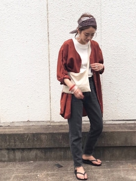 「ハイウエストストレートジーンズ」｜KAORIさん（レディース・163cm）の夏コーディネート