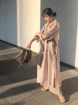 「シースルー」｜「アイテム（トレンチコート）」を使った、KAORIさん（レディース・163cm）の秋コーディネート
