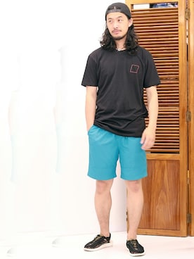 「Champion（チャンピオン）のアイテム（その他パンツ）」を使った、環王さん（メンズ・177cm）の夏コーディネート