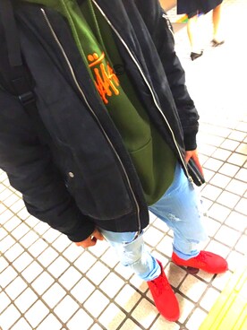 「BACK NUMBER（バックナンバー）のアイテム（MA-1）」を使った、岡本 彗さん（メンズ・175cm）の秋コーディネート