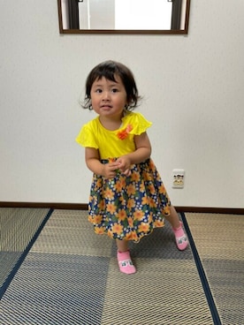 「Moujonjon（ムージョンジョン）のアイテム（ワンピース/ドレス）」を使った、こどもの森e-shopさん（キッズ・90cm）の夏コーディネート