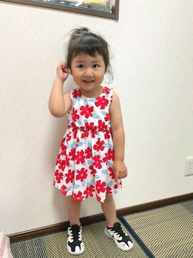 「Moujonjon（ムージョンジョン）のアイテム（ワンピース/ドレス）」を使った、こどもの森e-shopさん（レディース・90cm）の夏コーディネート