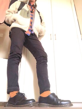 「レトロX」｜「アイテム（ブーツ）」を使った、こてやんさん（メンズ・167cm）の冬コーディネート