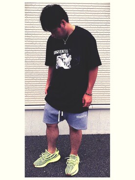 「Supreme （シュプリーム）のアイテム（Tシャツ/カットソー、ブラック系）」を使った、りこぴんさん（メンズ・165cm）の夏コーディネート