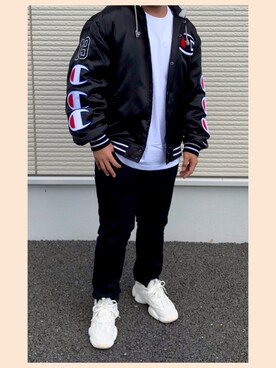 「Supreme （シュプリーム）のアイテム（ジャケット/アウター、ブラック系）」を使った、りこぴんさん（メンズ・165cm）の秋コーディネート