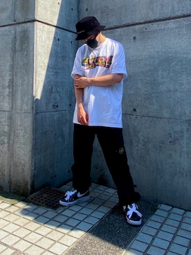 「Supreme （シュプリーム）のアイテム（ハット、ブラック系）」を使った、りこぴんさん（メンズ・165cm）の春コーディネート
