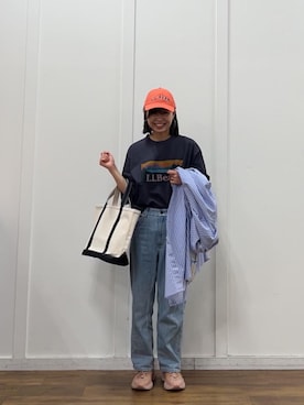 「BeanOutsider」｜「アイテム（キャップ）」を使った、LLB桂川店さん（レディース・161cm）の春コーディネート