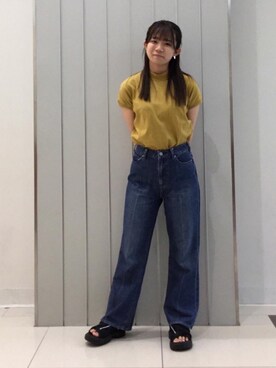 「USAコットン」｜「アイテム（サンダル）」を使った、coen  ますみつさん（レディース・160cm）の夏コーディネート