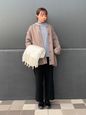 「coen（コーエン）のアイテム（カーディガン/ボレロ）」を使った、coen  ますみつさん（レディース・158cm）の冬コーディネート