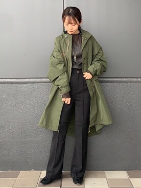 「秋トレンド2021」｜「アイテム（モッズコート）」を使った、coen  ますみつさん（レディース・158cm）の秋コーディネート