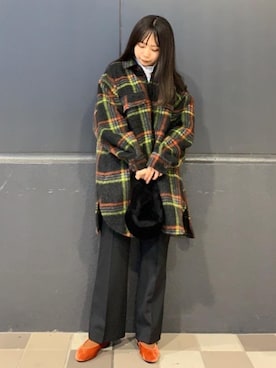 「coen（コーエン）のアイテム（その他アウター）」を使った、coen  ますみつさん（レディース・158cm）の秋コーディネート