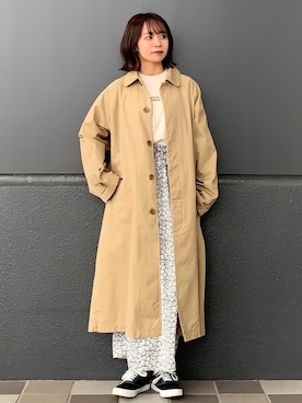 「coen（コーエン）のアイテム（ステンカラーコート）」を使った、coen  ますみつさん（レディース・160cm）の冬コーディネート