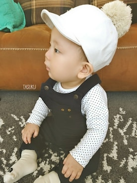 「ノースフェイス」｜「アイテム（オールインワン・サロペット）」を使った、tasukuさん（キッズ・70cm）の春コーディネート