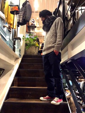 「Munich（ミューニック）のアイテム」を使った、misoさん（メンズ・168cm）の冬コーディネート