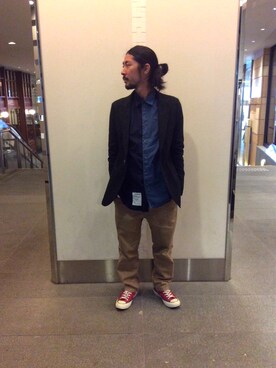 「ARMURE（アルミュール）のアイテム（テーラードジャケット）」を使った、misoさん（メンズ・168cm）の春コーディネート