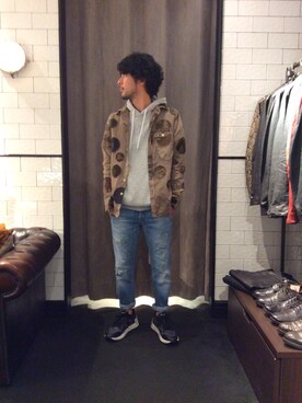 「Cherry Sunburst（チェリーサンバースト）のアイテム」を使った、misoさん（メンズ・168cm）の春コーディネート