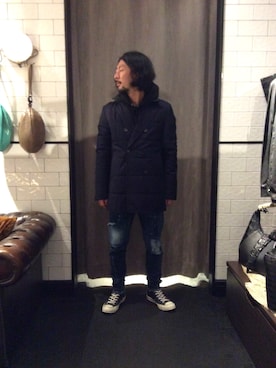 「秋冬」｜「アイテム（ステンカラーコート）」を使った、misoさん（メンズ・168cm）の秋コーディネート