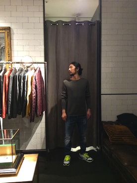 「TRANSIT（トランジット）のアイテム（トップス）」を使った、misoさん（メンズ・168cm）の春コーディネート