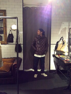 「BACKLASH（バックラッシュ）のアイテム（ダウンジャケット/コート）」を使った、misoさん（メンズ・168cm）の秋コーディネート