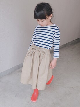 「アイテム（レインシューズ）」を使った、CHIAKIさん（キッズ・122cm）の春コーディネート