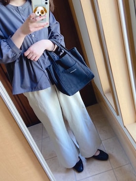 「ぺプラムトップス」｜「アイテム（バレエシューズ）」を使った、meiさん（レディース・160cm）の秋コーディネート