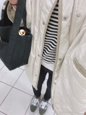 「パイピングコート」｜「アイテム（スウェット）」を使った、meiさん（レディース・160cm）の冬コーディネート