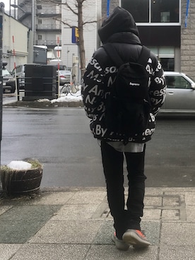 「OFF-WHITE」｜「アイテム（ダウンジャケット/コート）」を使った、tomohironakajimaさん（メンズ・179cm）の冬コーディネート