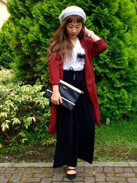 「アンゴラ」｜「アイテム（その他アウター）」を使った、micaさん（レディース・156cm）の秋コーディネート