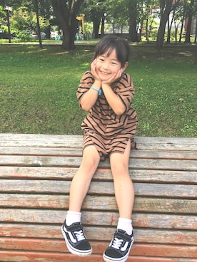 「CIAOPANIC TYPY（チャオパニックティピー）のアイテム（チュニック）」を使った、hiyomamaさん（キッズ・100cm）の秋コーディネート