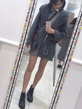 「アイテム（ダッフルコート）」を使った、愛莉さん（レディース・167cm・10代）の秋コーディネート