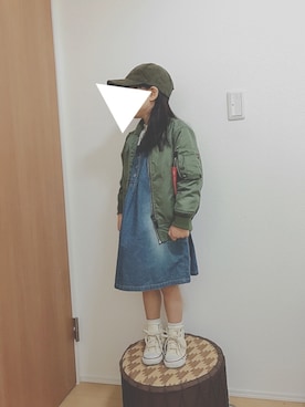 「petit main」｜「アイテム（MA-1）」を使った、k☺︎7さん（キッズ・110cm）の冬コーディネート
