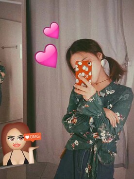 「H&M（エイチ・アンド・エム）のアイテム（トップス、グリーン系）」を使った、悦张queenさん（レディース）の冬コーディネート