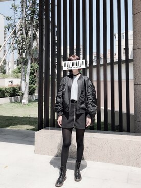 「H&M（エイチ・アンド・エム）のアイテム（MA-1）」を使った、Peggyさん（レディース・168cm）の春コーディネート