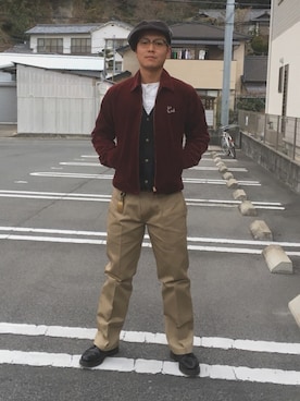 「CALEE（キャリー）のアイテム（ブルゾン）」を使った、KT⚡︎さん（メンズ・174cm）の冬コーディネート