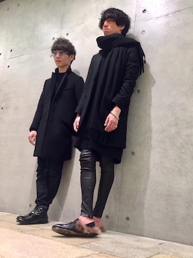 「ラッドミュージシャン」｜「アイテム（チェスターコート）」を使った、平野ショータさん（メンズ・166cm）の春コーディネート