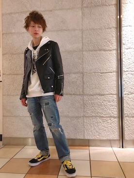「jackrose」｜「アイテム（ライダースジャケット）」を使った、Yusukeさん（メンズ・163cm）の秋コーディネート