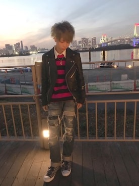 「jackrose」｜「アイテム（ライダースジャケット）」を使った、Yusukeさん（メンズ・163cm）の冬コーディネート