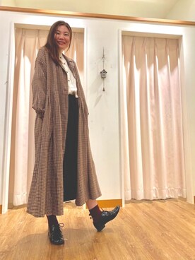 「Samansa Mos2 blue」｜「アイテム（ステンカラーコート）」を使った、Z I O Nさん（レディース・163cm）の秋コーディネート