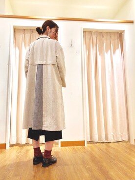 「Samansa Mos2 blue」｜「アイテム（ステンカラーコート）」を使った、Z I O Nさん（レディース・163cm）の秋コーディネート