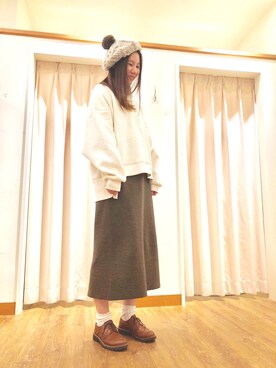 「Samansa Mos2 blue」｜「アイテム（ハンチング/ベレー帽）」を使った、Z I O Nさん（レディース・163cm）の秋コーディネート