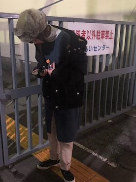 「OLD NAVY（オールドネイビー）のアイテム（その他アウター）」を使った、ユリエさん（レディース・171cm）の冬コーディネート