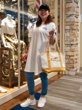 「AVIREX（アヴィレックス）のアイテム（キャップ）」を使った、HYOGOさん（レディース・155cm）の夏コーディネート