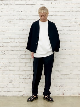 「Lui's（ルイス）のアイテム（ノーカラージャケット）」を使った、kazuhiramatsuさん（メンズ・168cm）の春コーディネート